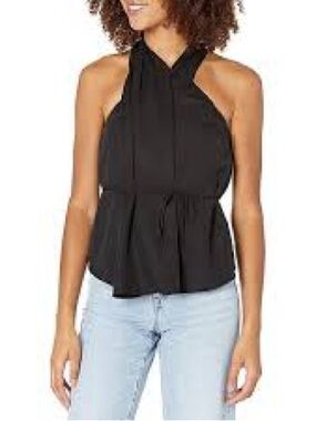 CLUB MONACO NWT Black Cross Over High Neck Sleeveless Shirt Size 2